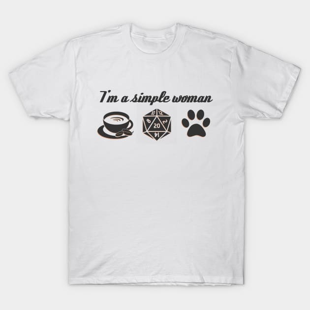 I'm a simple woman Coffee Paws Role playing game T-Shirt by DNS Vietnam LocalBrand